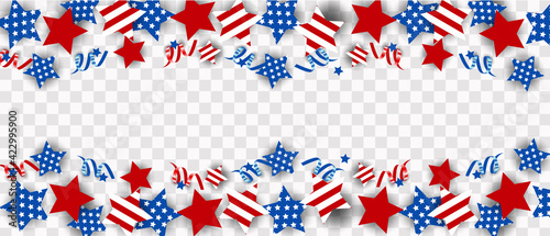 USA Independence Day banner template American flag balloons decor. 4th of July celebration poster template. Vector illustration
