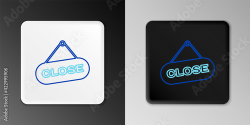 Line Hanging sign with text Close icon isolated on grey background. Business theme for cafe or restaurant. Colorful outline concept. Vector