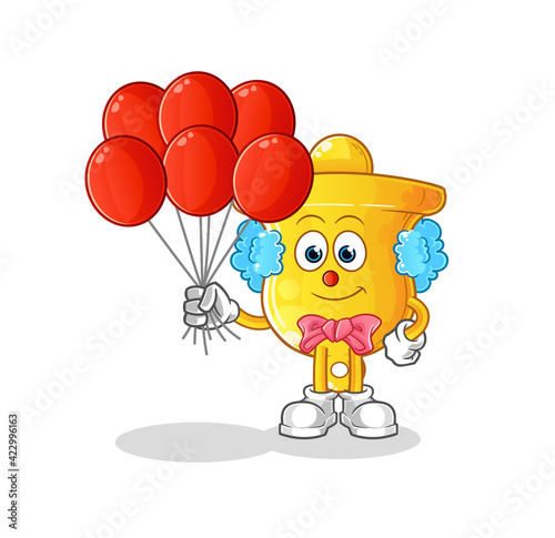 bell clown with balloons vector. cartoon character © dataimasu