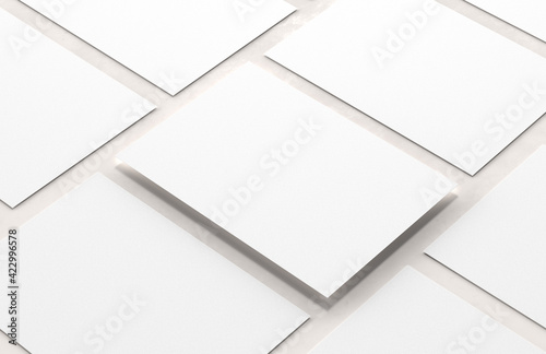 A4 size white paper mock up isolated on soft background. Blank portrait A4 mock up. 3D illustration. photo