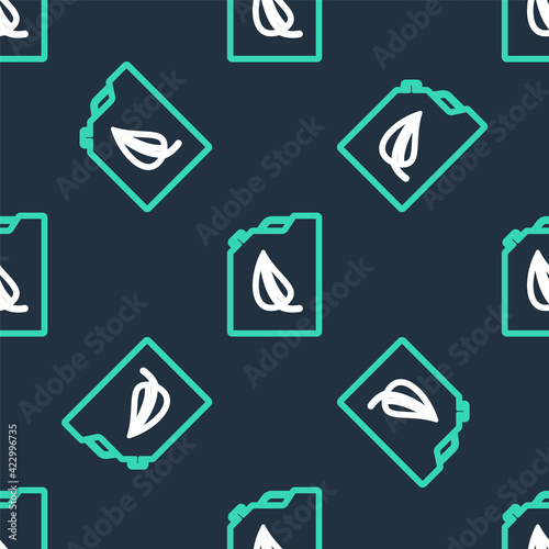 Line Bio fuel canister icon isolated seamless pattern on black background. Eco bio and barrel. Green environment and recycle. Vector