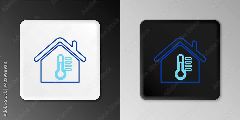 Line House temperature icon isolated on grey background. Thermometer icon. Colorful outline concept. Vector Line House temperature icon isolated on grey background. Thermometer icon. Colorful outline concept. Vector