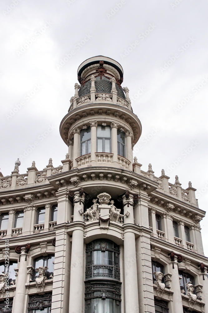 Ornate exterior of Casa de Allende, building from the beginning of the 20th century in Plaza de Canalejas in city center