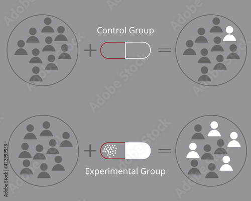 different between randomized control group and experimental group in experimentation vector photo