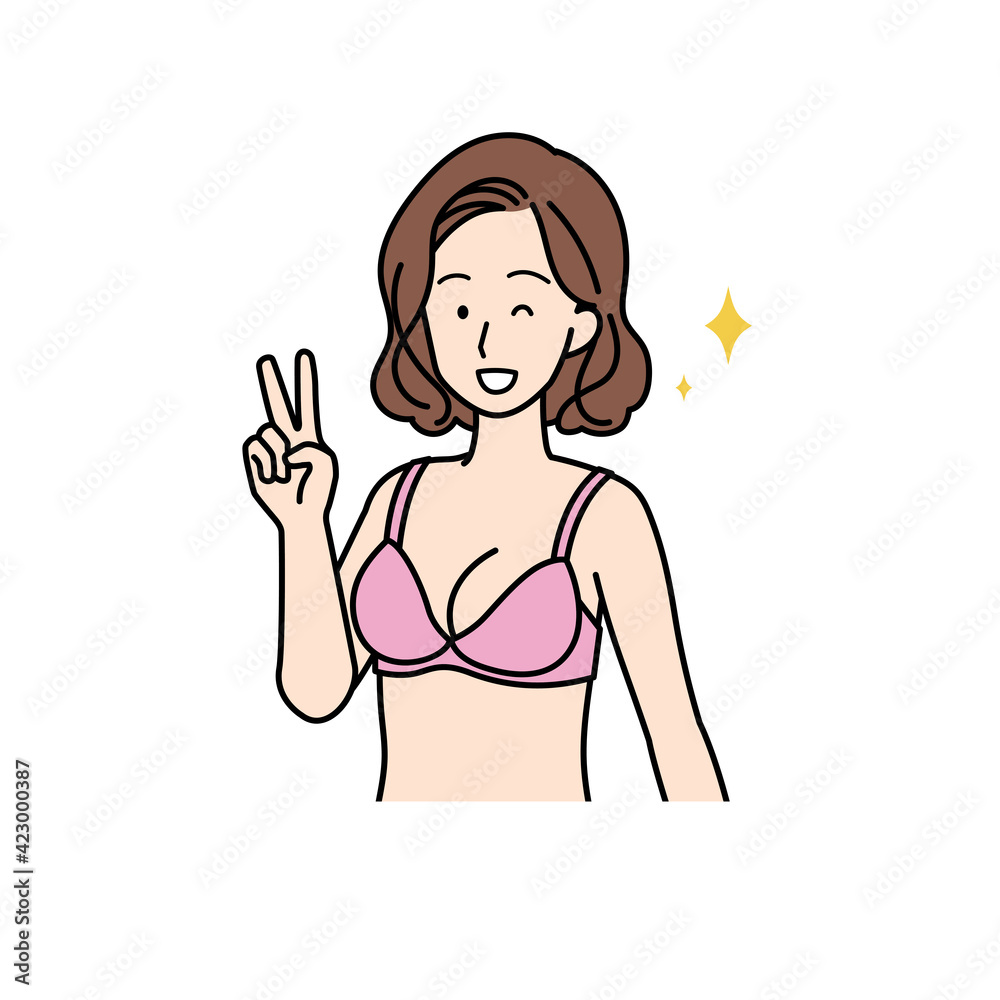 Illustration of a woman wearing underwear and a piece. Illustration of a woman wearing underwear and a piece.