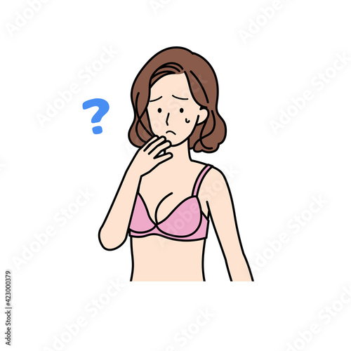 Illustration of a woman in trouble, wearing underwear.