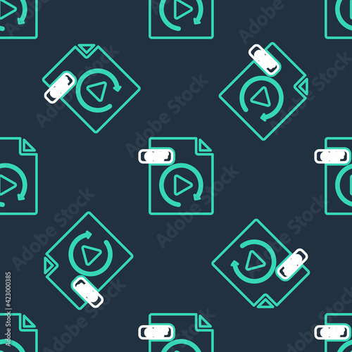 Line GIF file document. Download gif button icon isolated seamless pattern on black background. GIF file symbol. Vector