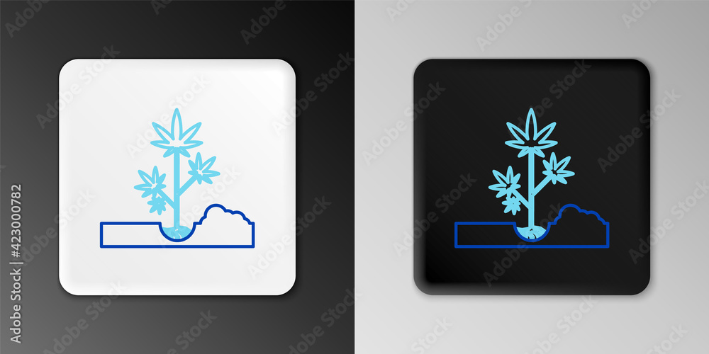 Line Planting marijuana or cannabis plant in the ground icon isolated on grey background. Marijuana growing concept. Hemp symbol. Colorful outline concept. Vector Line Planting marijuana or cannabis plant in the ground icon isolated on grey background. Marijuana growing concept. Hemp symbol. Colorful outline concept. Vector