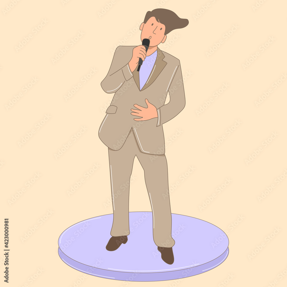 Vector illustration in a flat design style. A Man singing. Perfect for Instagram illustration, website illustration, etc. Vector illustration in a flat design style. A Man singing. Perfect for Instagram illustration, website illustration, etc.