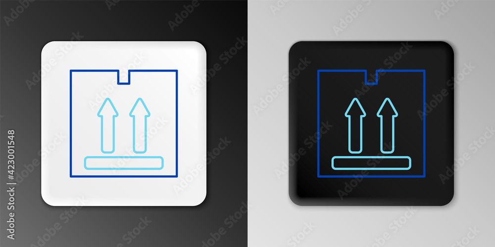 Line Cardboard box with traffic symbol icon isolated on grey background. Box, package, parcel sign. Delivery, transportation and shipping. Colorful outline concept. Vector Line Cardboard box with traffic symbol icon isolated on grey background. Box, package, parcel sign. Delivery, transportation and shipping. Colorful outline concept. Vector