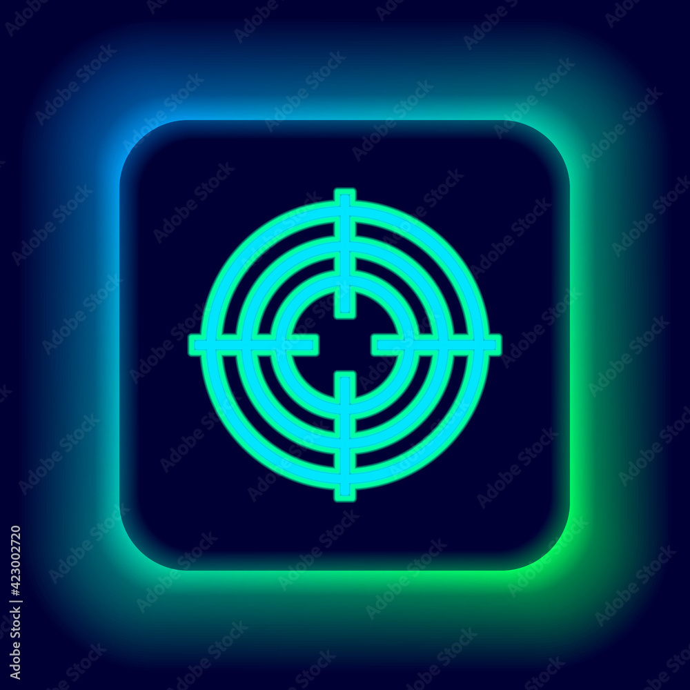 Glowing neon line Target sport for shooting competition icon isolated on black background. Clean target with numbers for shooting range or shooting. Colorful outline concept. Vector Glowing neon line Target sport for shooting competition icon isolated on black background. Clean target with numbers for shooting range or shooting. Colorful outline concept. Vector