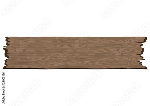 Retro grunge brown wooden plank signboard vector illustration