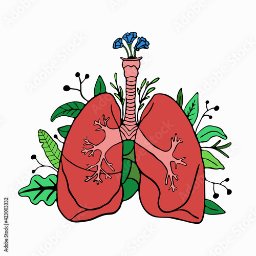 Lung health vector illustration. Coronavirus banner for awareness and alert against disease spread with empty space for text. Smoker pulmonary pneumonia diagnosis.