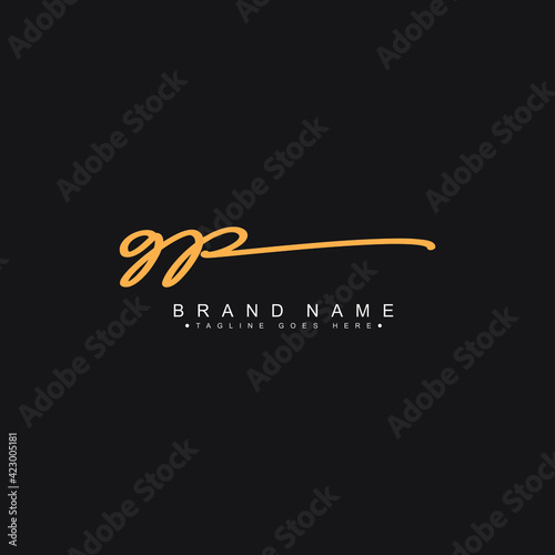 GP Initial Letter Logo - Handwritten Signature Logo
