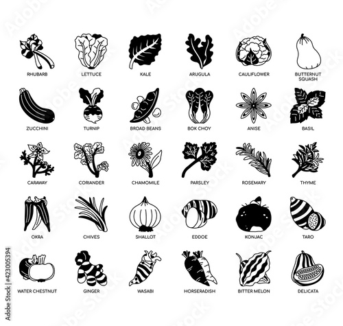 Set of vegetable thin line and pixel perfect icons for any web and app project.