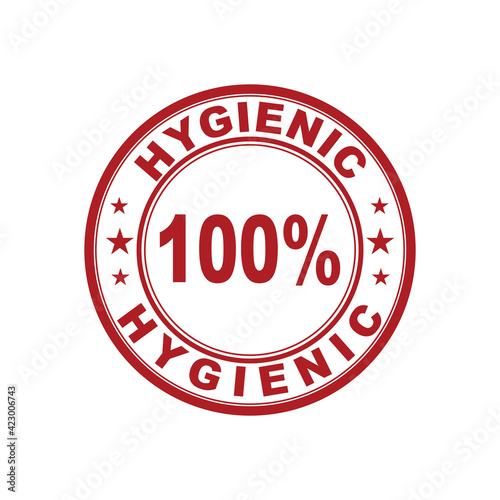 Hygienic red vector seal isolated on white background