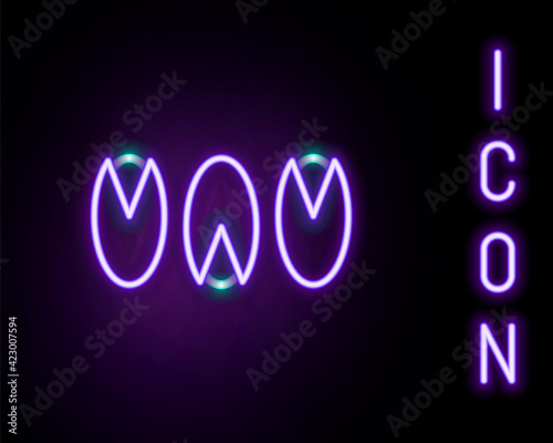 Glowing neon line Pistachio nuts icon isolated on black background. Colorful outline concept. Vector