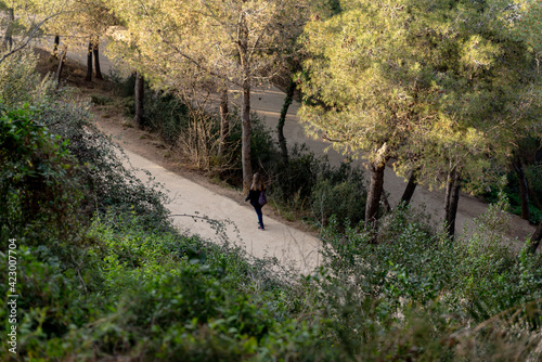 Photography People in El Carmel bunkers viewpoint in Barcelona, Spain.