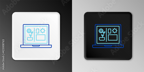 Line Smart farming technology - farm automation system icon isolated on grey background. Colorful outline concept. Vector