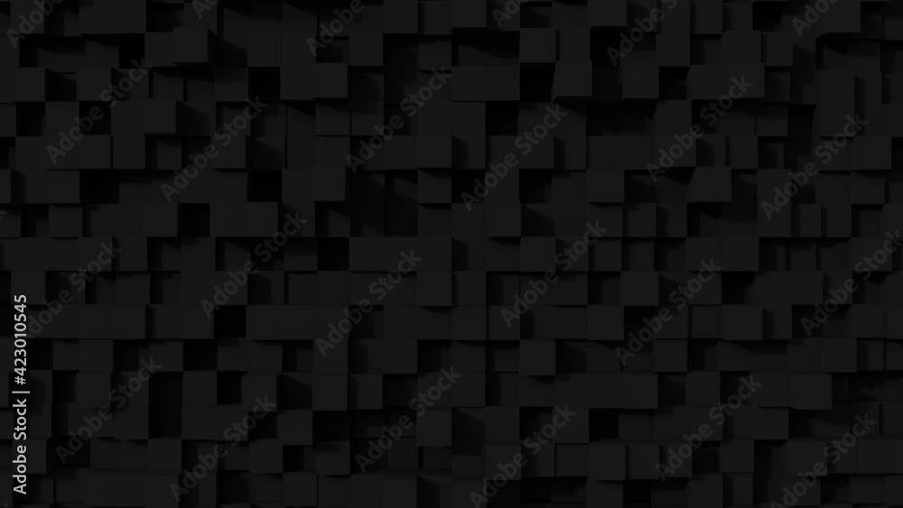 3D animation - Looped animated black cubes abstract surface