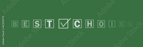 Checkbox on green background. Best Choice. Business concept