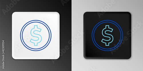 Wallpaper Mural Line Coin money with dollar symbol icon isolated on grey background. Banking currency sign. Cash symbol. Colorful outline concept. Vector Torontodigital.ca