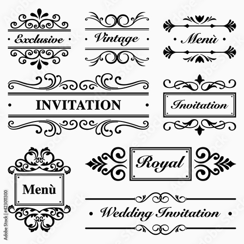 Ornate Invitation Frame Vintage Vector Collection