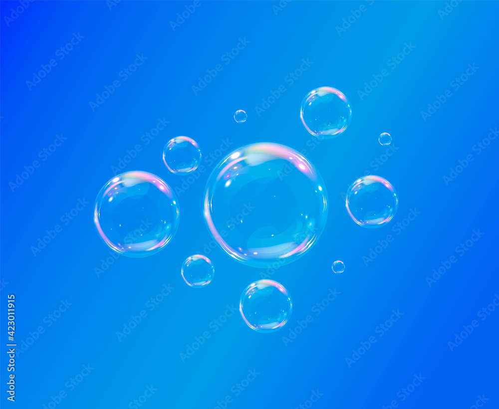 Collection of realistic soap bubbles.Bubbles are located on a transparent background.  Vector flying soap bubbles.  Bubble PNG Water glass bubble realistic png	