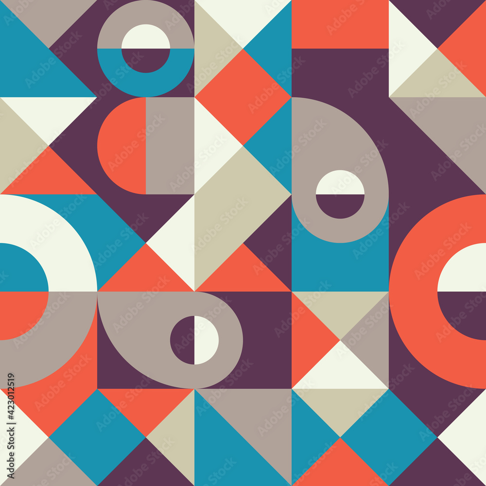 Abstract geometric vector seamless pattern in Scandinavian style. Backgound illustration graphic design. 