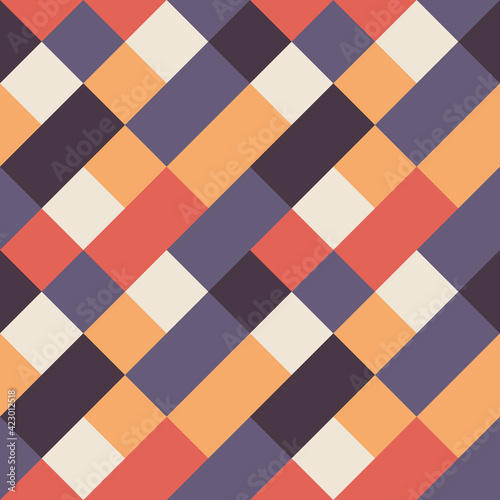 Background geometric design. Abstract seamless pattern. Diagonal rectangles and squares. Concept banner. Vector illustration. 