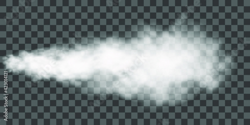 Vector isolated smoke PNG. White smoke texture on a transparent black background. Special effect of steam, smoke, fog, clouds.