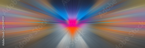 Dynamic multicolor beams. A flash in space going into perspective.