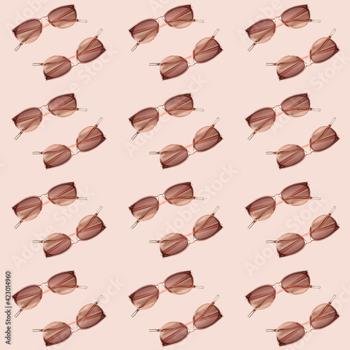 Many sunglasses on color ba...