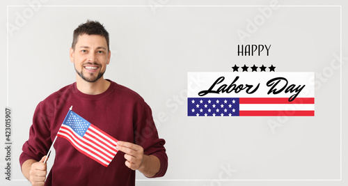 Handsome man with USA flag ...