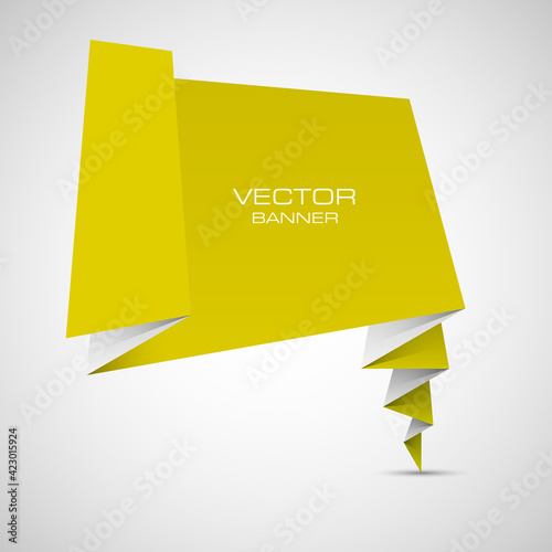 Origami colorful banner. Label to place text. Crumpled paper icon. Folded zigzag tag. Banners set. Text Index picture. Abstract shape background. Form for presentation. Web tag format. Art pattern