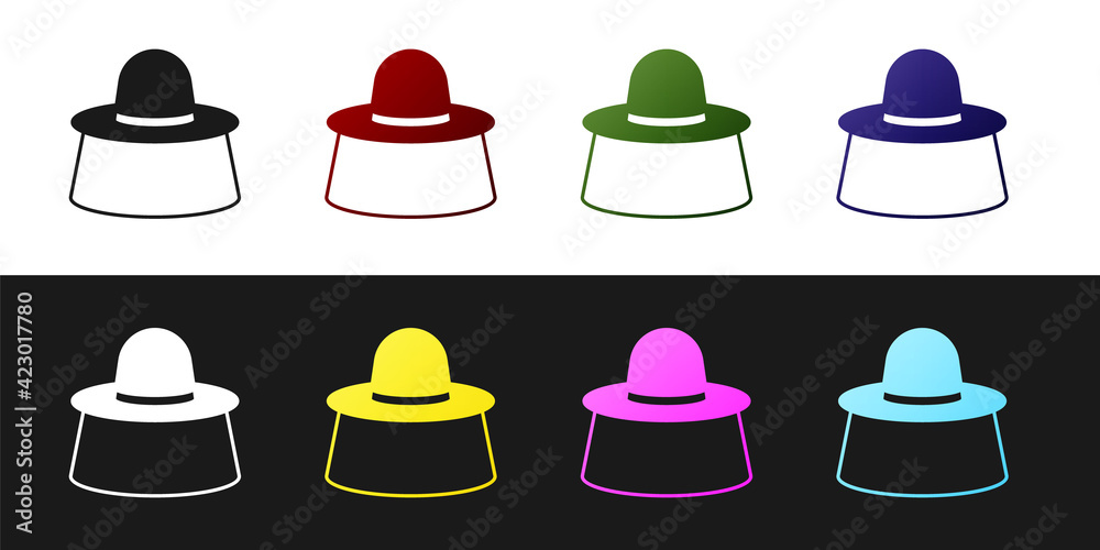 Set Beekeeper with protect hat icon isolated on black and white background. Special protective uniform. Vector Set Beekeeper with protect hat icon isolated on black and white background. Special protective uniform. Vector