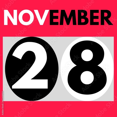 November 28 . Modern daily calendar icon .date  day  month .calendar for the month of November