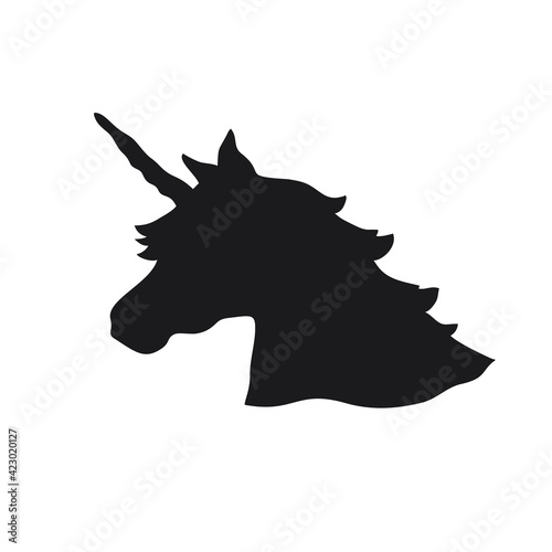 Black hand drawn silhouette of unicornDesign element for  poster, t-shirt, greeting card.