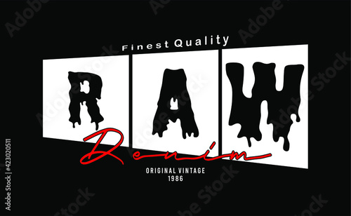 raw denim design vector typography for print