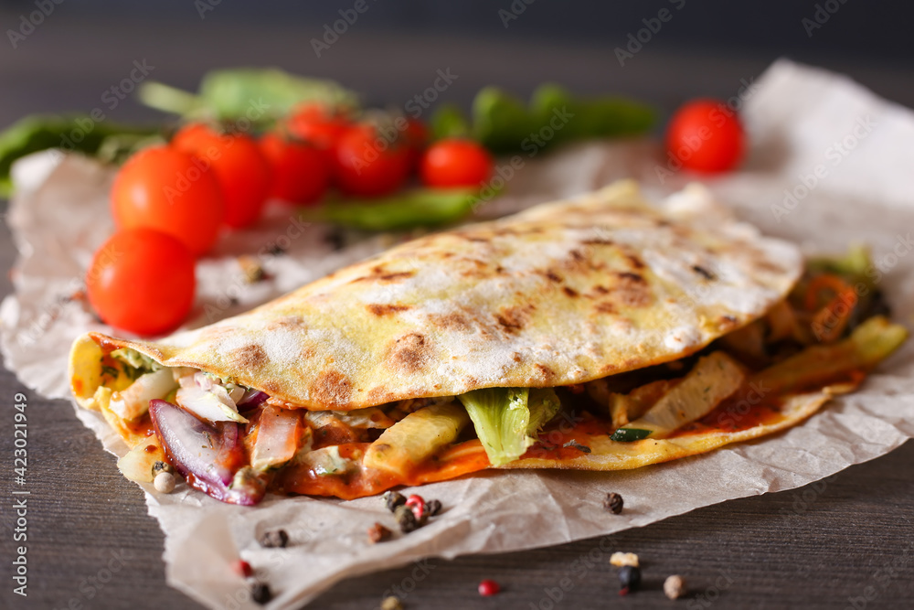 Mexican tacos on a wooden surface Mexican tacos on a wooden surface