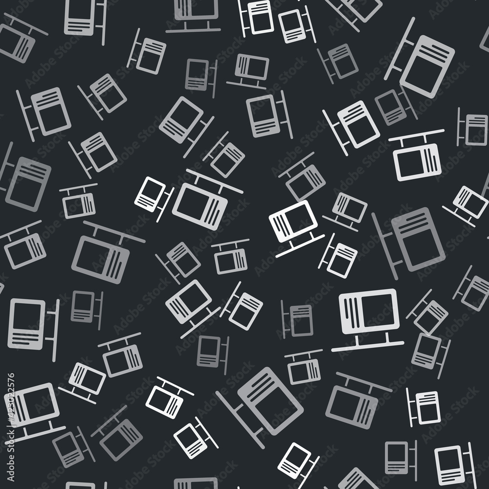 Grey Road traffic sign. Signpost icon isolated seamless pattern on black background. Pointer symbol. Isolated street information sign. Direction sign. Vector Grey Road traffic sign. Signpost icon isolated seamless pattern on black background. Pointer symbol. Isolated street information sign. Direction sign. Vector