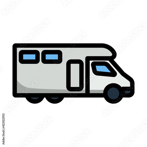 Icon Of Camping Family Caravan Car