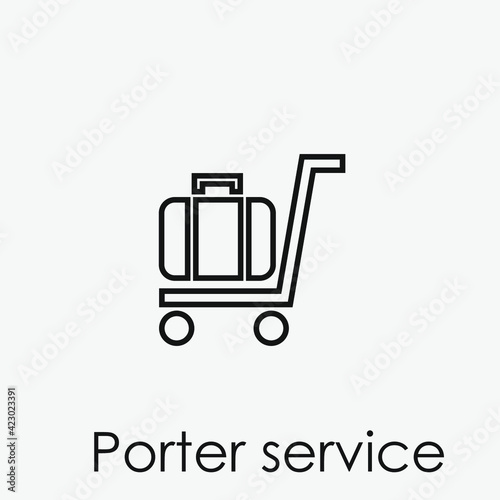 Porter service vector icon.  Editable stroke. Linear style sign for use on web design and mobile apps, logo. Symbol illustration. Pixel vector graphics - Vector
