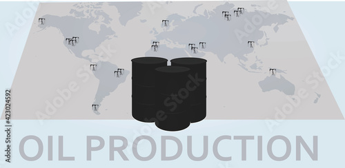 Oil production map. vector illustration