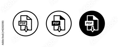 PDF format file vector icons button, vector, sign, symbol, logo, illustration, editable stroke, flat design style isolated on white