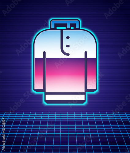 Retro style Shirt kurta icon isolated futuristic landscape background. 80s fashion party. Vector