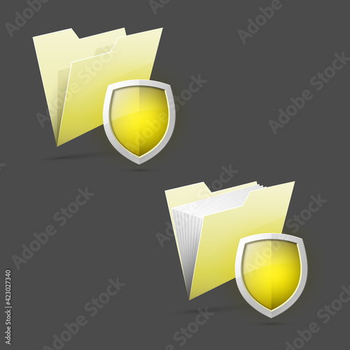 Data Folder protected. Information shield. Web directory safe. Web Folder icon. Package icon. File Paper icon. Documents Computer badge, web icon