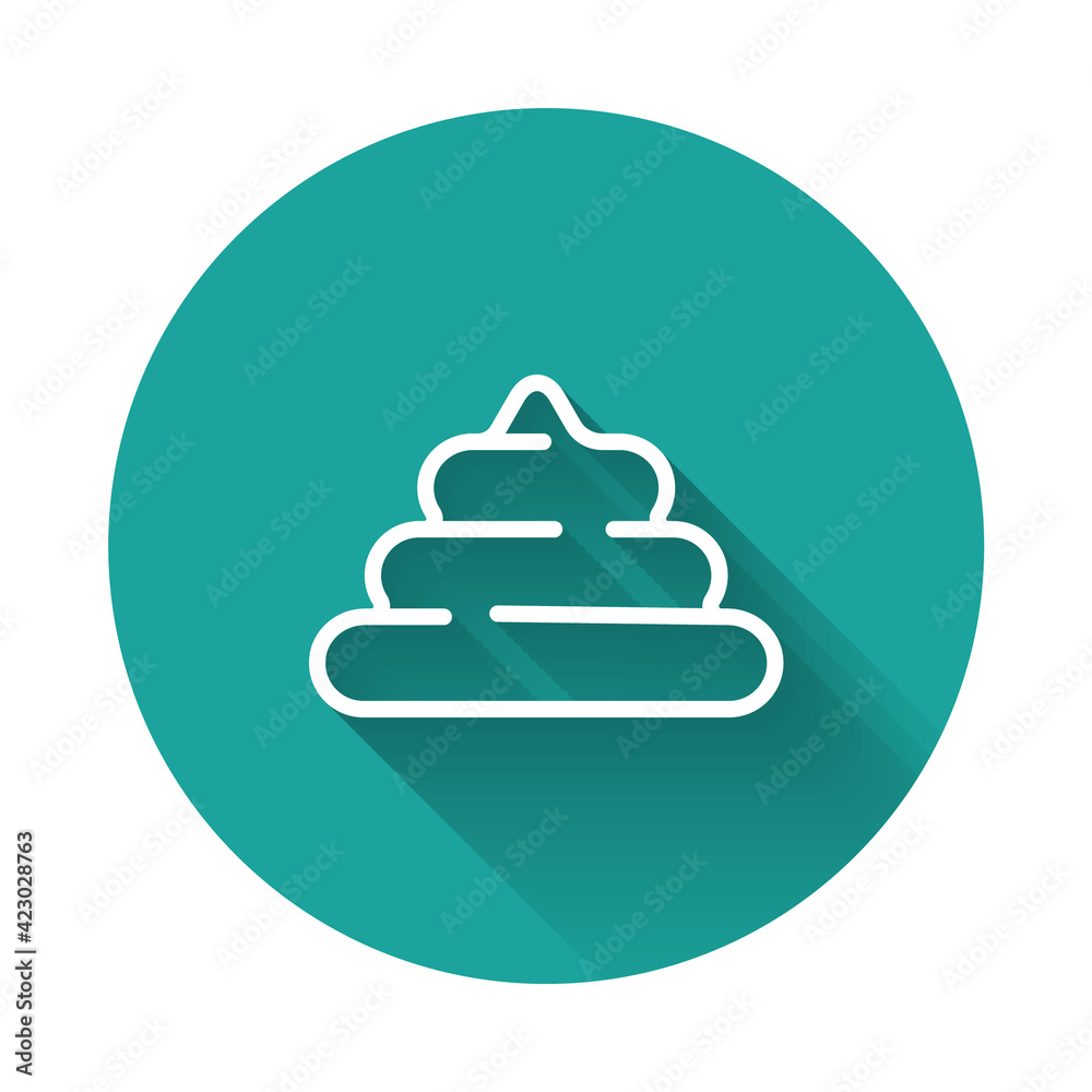 White line Shit icon isolated with long shadow background. Green circle button. Vector White line Shit icon isolated with long shadow background. Green circle button. Vector