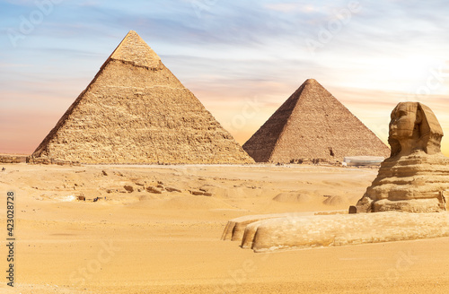 Famous Pyramids of Egypt and the Great Sphinx  Giza