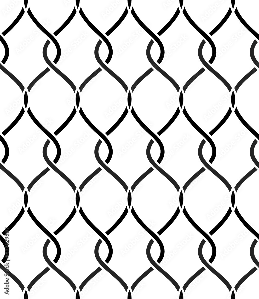 Fototapeta premium Vector geometric seamless pattern. Modern geometric background. A grid of wavy lines.